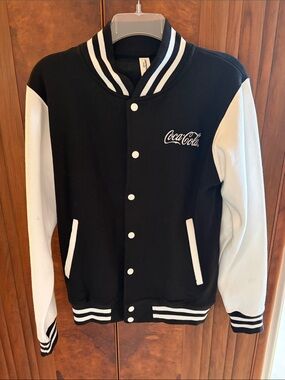 Coca Cola Black and White Varsity Bomber Jacket